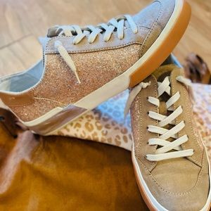 Dolce Vita patchwork glitter lace up sneakers; size: 8.5.